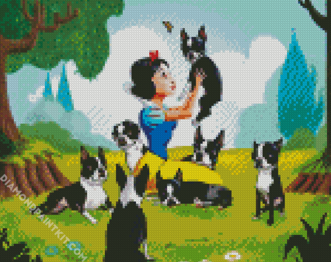 Snow White And The Seven Dwarfs Boston Terriers diamond painting