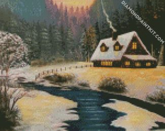 Snowy Lodge diamond painting