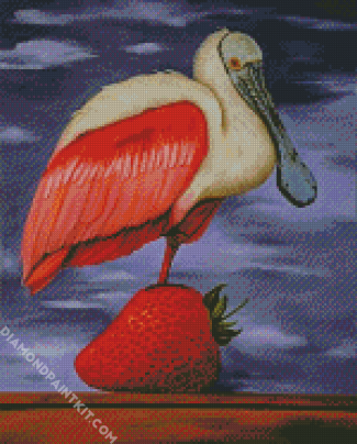 Spoonbill And Strawberry diamond painting