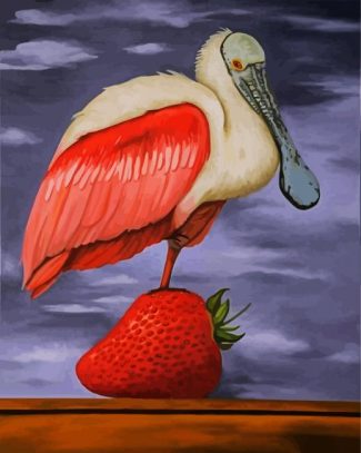 Spoonbill And Strawberry diamond painting