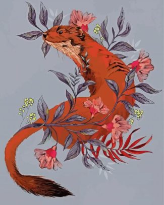 Stoat And Flowers diamond painting