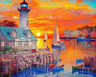 Sunset At Port diamond painting