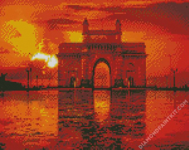 Sunset At Mumbai Gateway Of India diamond painting