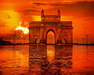 Sunset At Mumbai Gateway Of India diamond painting