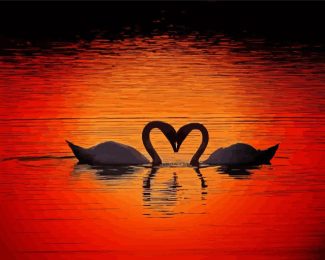 Swans Heart Silhouette diamond painting