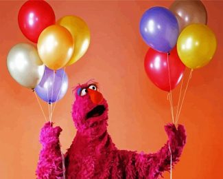 Telly Monster Holding Balloons diamond painting