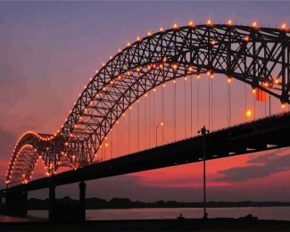 The Hernando De Soto Bridge At Sunset diamond painting