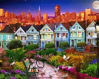 The Painted Ladies San Francisco California diamond painting