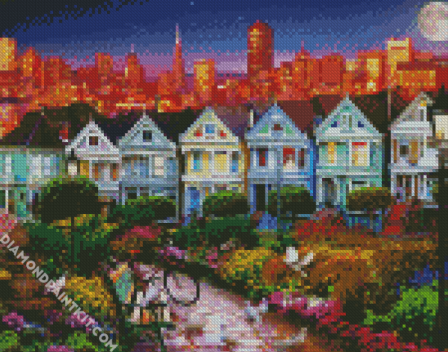 The Painted Ladies San Francisco California diamond painting