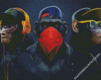 Three Black Monkeys Diamond painting