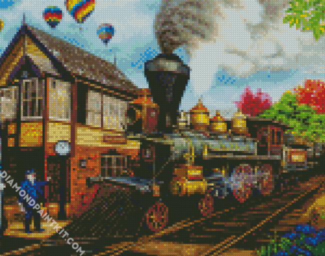 Train Station diamond painting