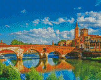 Verona Ponte Pietra Bridge diamond painting