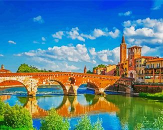 Verona Ponte Pietra Bridge diamond painting