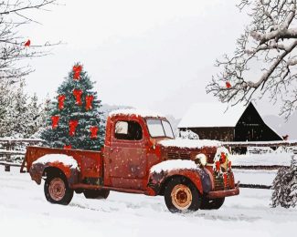 Vintage Christmas Truck Diamond painting