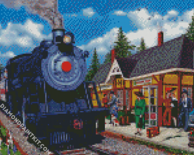 Vintage Train Station diamond painting