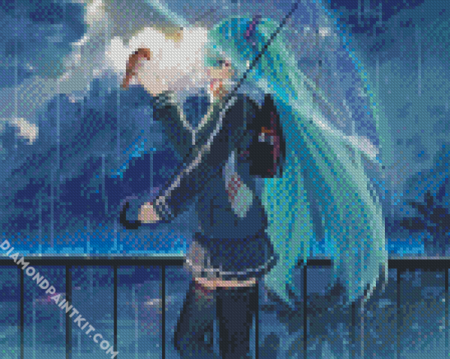 Vocaloid Hatsune Miku Under Umbrella diamond painting