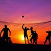 Volleyball Players Silhouette At Sunset diamond painting