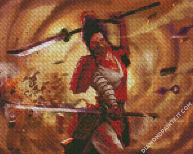 Warrior Girl With Katana diamond painting