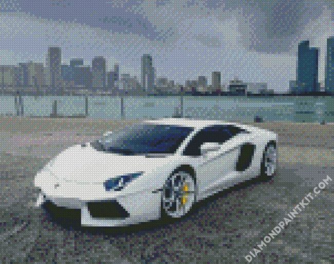 White Lamborghin diamond painting