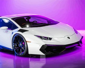 White Lamborghini Diamond Painting