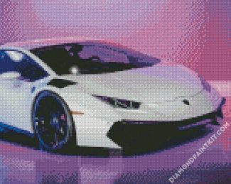 White Lamborghin diamond painting