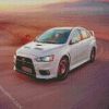 White Mitsubishi Lancer Car diamond painting