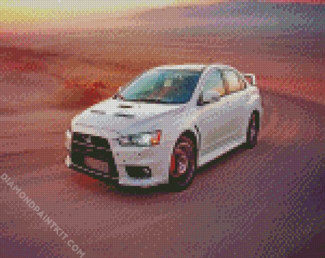 White Mitsubishi Lancer Car diamond painting