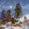 Winter Cowboys Campfire Diamond painting