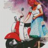 Woman And Lambretta Scooter diamond painting