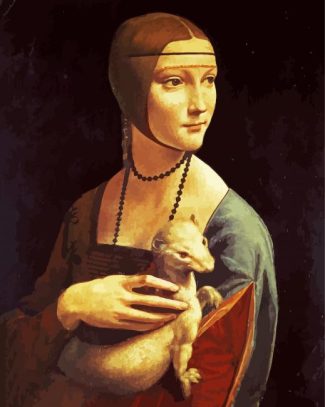 Woman Holding Stoat diamond painting