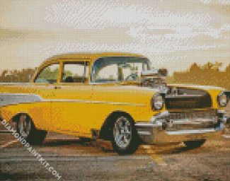 Yellow 57 Chevy diamond painting