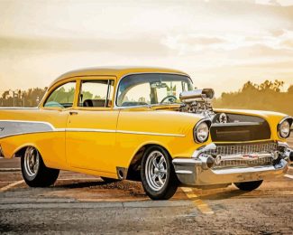 Yellow 57 Chevy diamond painting