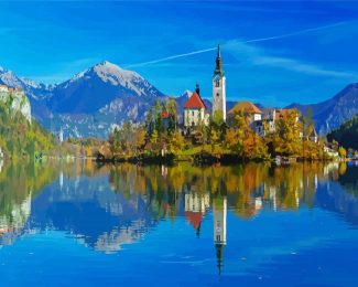 Aesthetic Lake Bled diamond painting