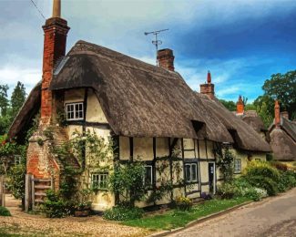 Aesthetic Thatched Cottage Art diamond painting