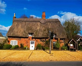 Aesthetic Thatched Cottage diamond painting