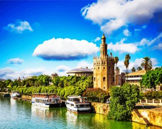 Aesthetic Torre Del Oro Seville diamond painting