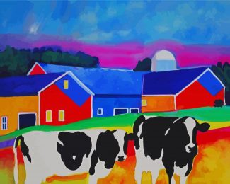 Aesthetic Cows In A Farm diamond painting