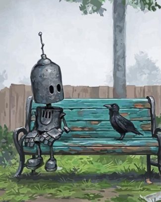 Aesthetic Robot And Bird diamond painting