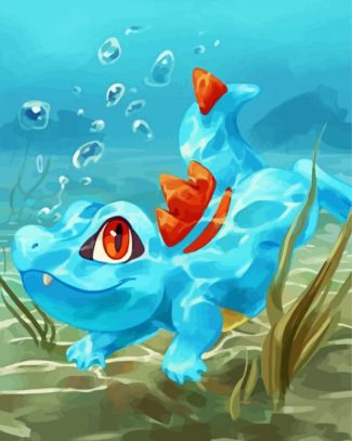 Aesthetic Totodile diamond painting