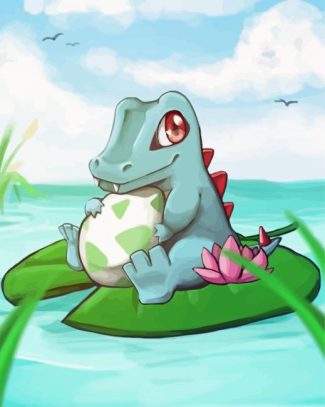 Aesthetic Totodile Pokemon diamond painting