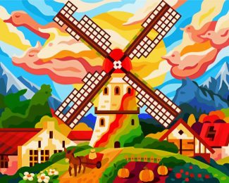 Aesthetic Windmill diamond painting