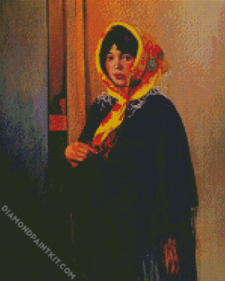 Aesthetic Woman Wearing Scarf diamond painting