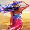 Aesthetic Woman Wearing Sunhat diamond painting