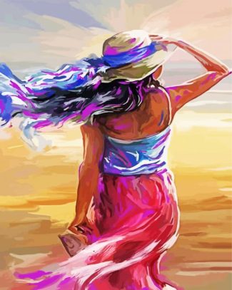 Aesthetic Woman Wearing Sunhat diamond painting