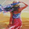 Aesthetic Woman Wearing Sunhat diamond painting