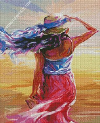 Aesthetic Woman Wearing Sunhat diamond painting