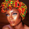 African Lady Wearing Colorful Scarf diamond painting