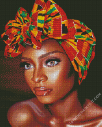 African Lady Wearing Colorful Scarf diamond painting