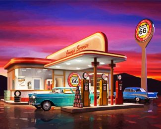 American Old Gas Station diamond painting