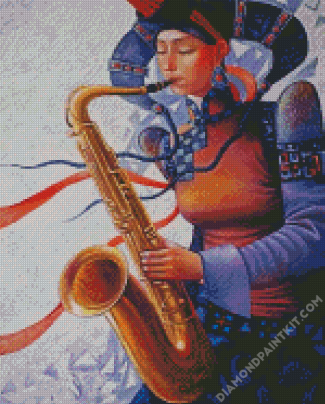 Artistic Saxophone Lady diamond painting